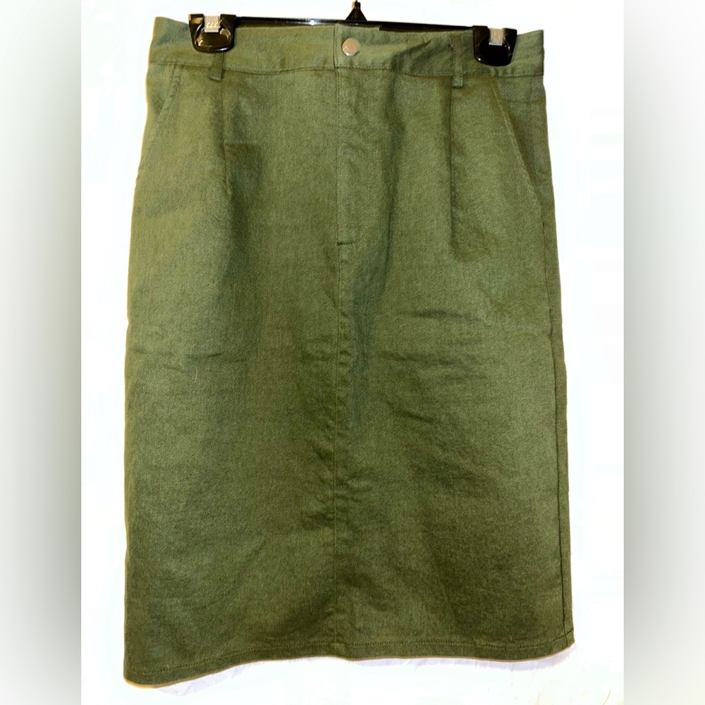 Vici Pencil Denim Skirt green